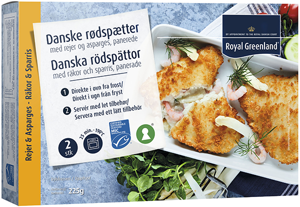 Danske Rødspætter med fyld af rejer og asparges 